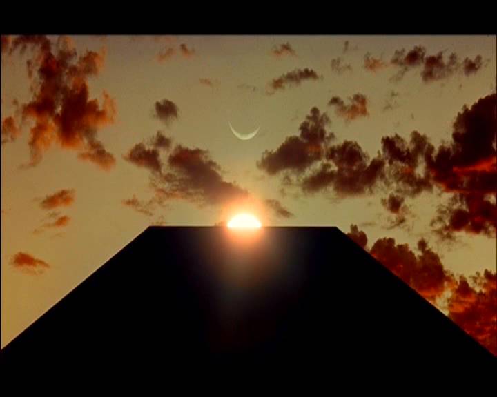 2001 A Space Odyssey monolith in fron of sunset